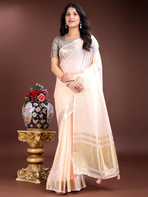 women solid with bordered saree with blouse - 21969138 - Very Small Image - 1