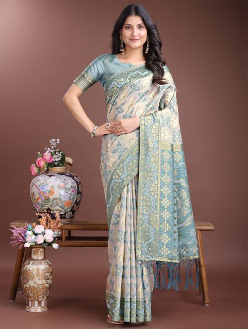 women self design bordered saree with blouse - 21969201 - Very Small Image - 1