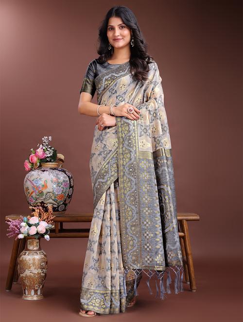 women self design bordered saree with blouse - 21969203 - Very Small Image - 1