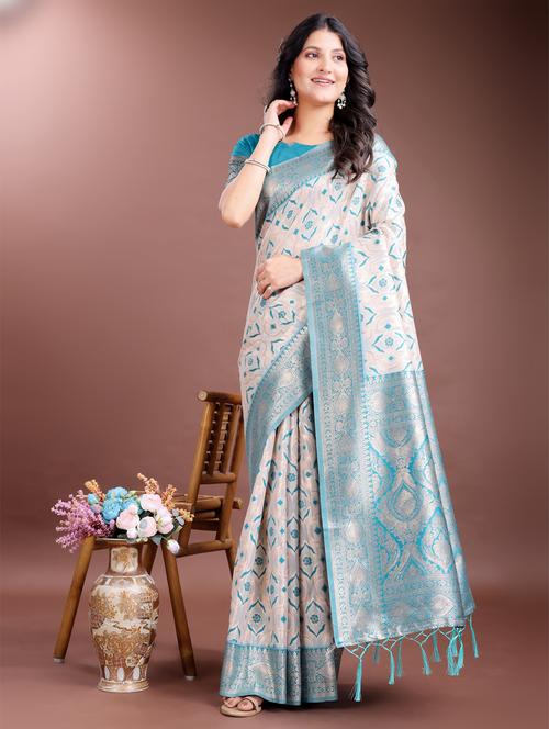 women self design bordered saree with blouse - 21969221 - Very Small Image - 1