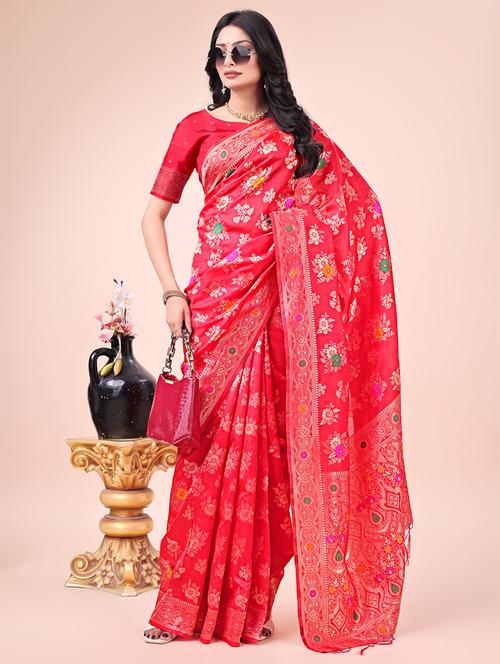 women self design banarasi saree with blouse - 21969225 - Very Small Image - 1