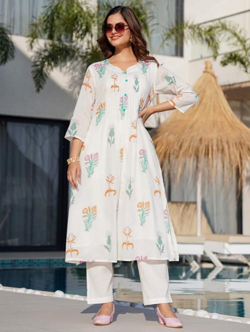women three quarter sleeve kurta pant set - 21969650 - Very Small Image - 1