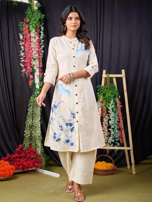 women three quarter sleeve kurta pant set - 21969683 - Very Small Image - 1