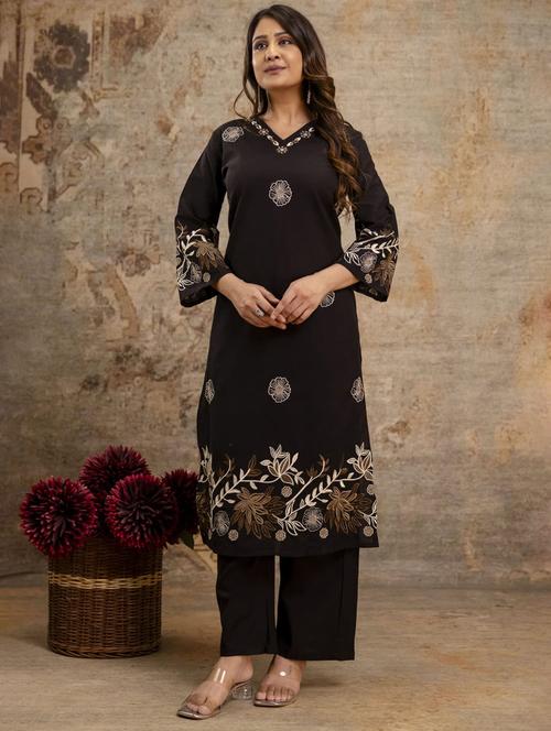 women three quarter sleeve kurta pant set - 21969698 - Very Small Image - 1