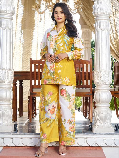 women yellow long sleeve ethnic co-ord set - 21969749 - Very Small Image - 1