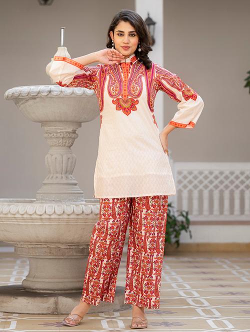 women printed long sleeve ethnic co-ord set - 21969752 - Very Small Image - 1