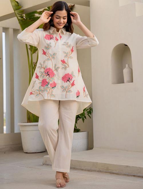 women three quarter sleeve ethnic co-ord set - 21969755 - Very Small Image - 1