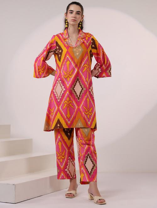 women three quarter sleeve ethnic co-ord set - 21969770 - Very Small Image - 1