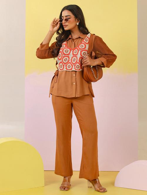 women three quarter sleeve ethnic co-ord set - 21969772 - Very Small Image - 1