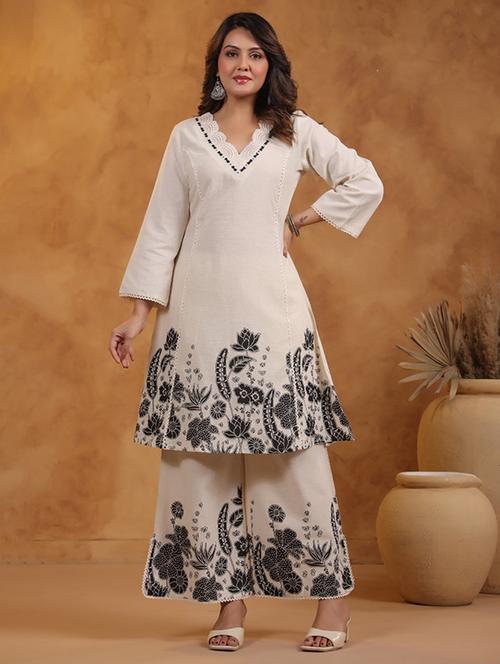 women floral long sleeve kurta palazzo set - 21969792 - Very Small Image - 1