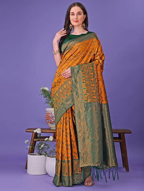 women self design banarasi saree with blouse - 21969842 - Very Small Image - 1