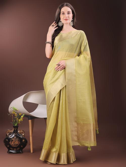 women striped bordered saree with blouse - 21969858 - Very Small Image - 1