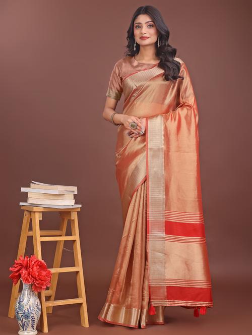 women solid with bordered saree with blouse - 21969861 - Very Small Image - 1