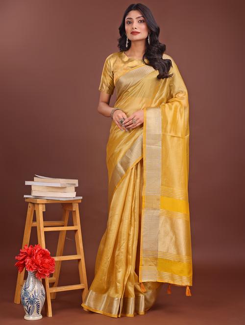 women solid with bordered saree with blouse - 21969862 - Very Small Image - 1