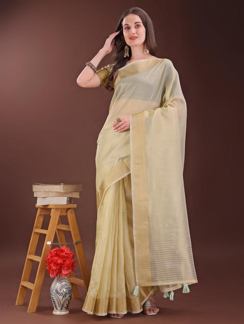 women checkered bordered saree with blouse - 21969874 - Very Small Image - 1