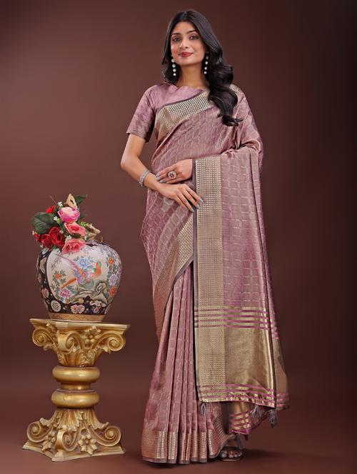 women checkered bordered saree with blouse - 21969888 - Very Small Image - 1