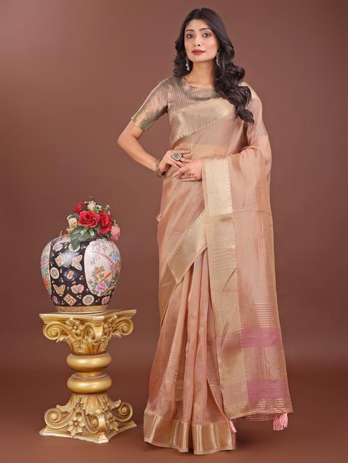women solid with bordered saree with blouse - 21969899 - Very Small Image - 1
