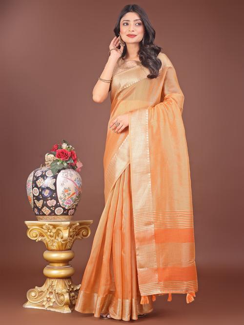 women solid with bordered saree with blouse - 21969901 - Very Small Image - 1