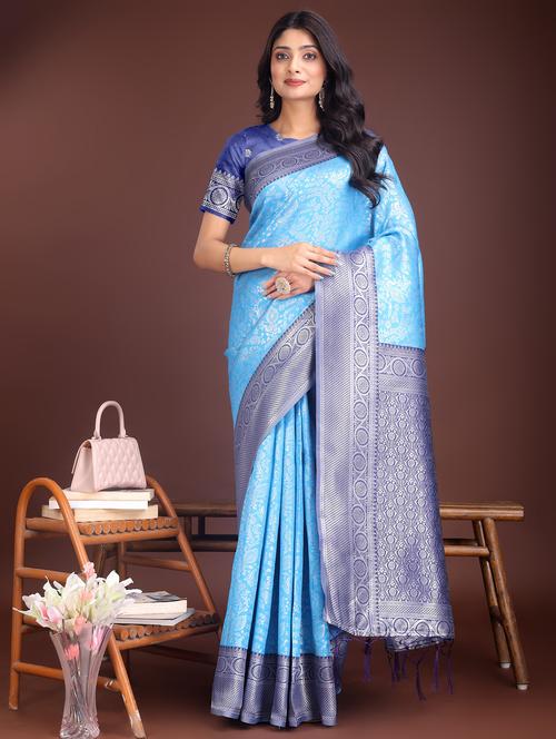 women self design bordered saree with blouse - 21969918 - Very Small Image - 1