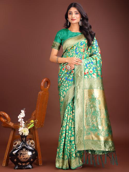 women self design banarasi saree with blouse - 21969929 - Very Small Image - 1