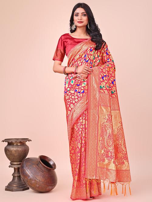 women self design banarasi saree with blouse - 21969932 - Very Small Image - 1