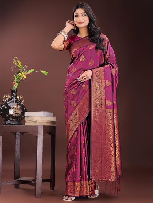 women self design banarasi saree with blouse - 21969935 - Very Small Image - 1