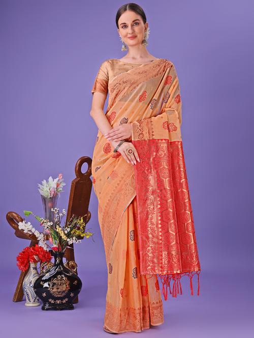 women self design bordered saree with blouse - 21969942 - Very Small Image - 1