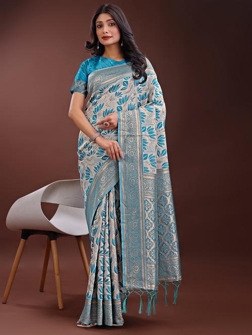 women self design bordered saree with blouse - 21969946 - Very Small Image - 1