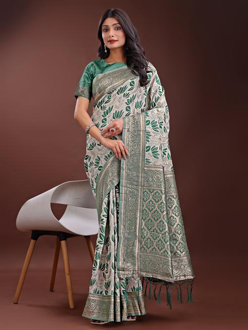 women self design bordered saree with blouse - 21969947 - Very Small Image - 1