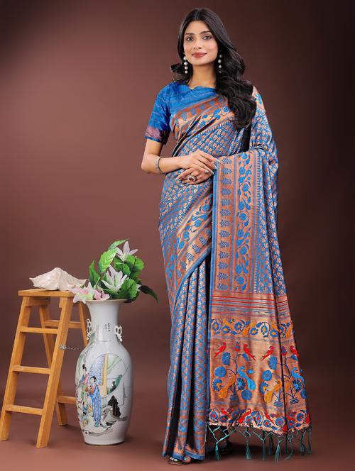 women self design paithani saree with blouse - 21969990 - Very Small Image - 1