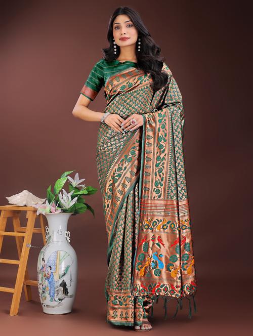 women self design paithani saree with blouse - 21969991 - Very Small Image - 1