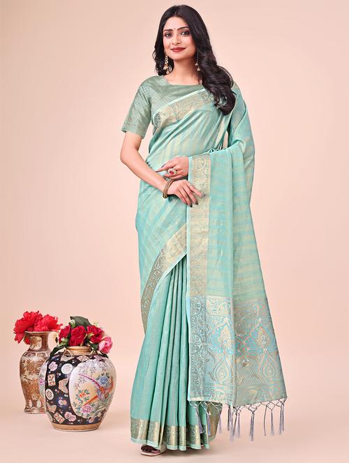 women striped bordered saree with blouse - 21969996 - Very Small Image - 1