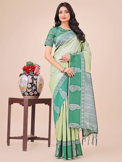 women solid with bordered saree with blouse - 21970005 - Very Small Image - 1