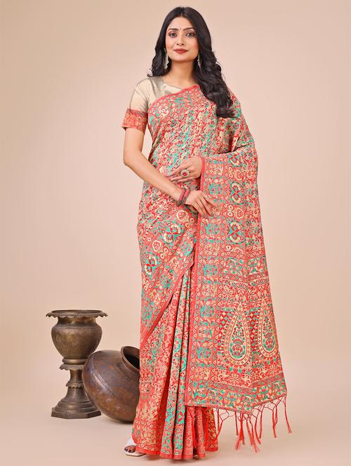 women paisley assam silk saree with blouse - 21970111 - Very Small Image - 1