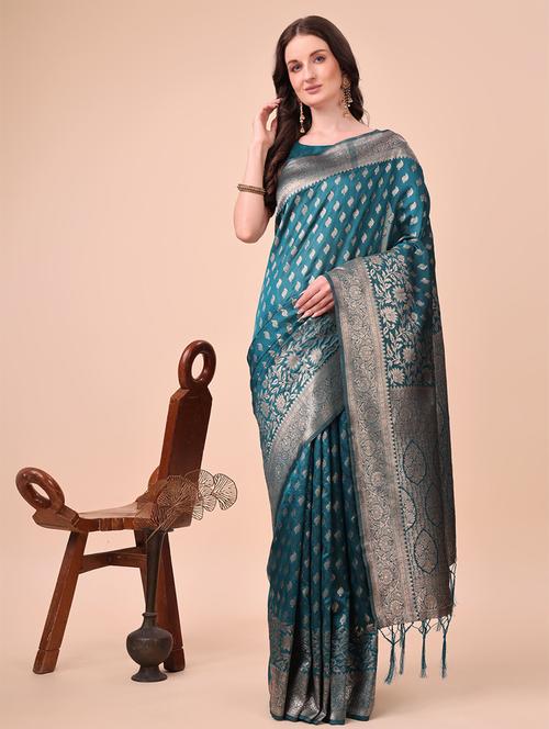 women self design banarasi saree with blouse - 21970134 - Very Small Image - 1
