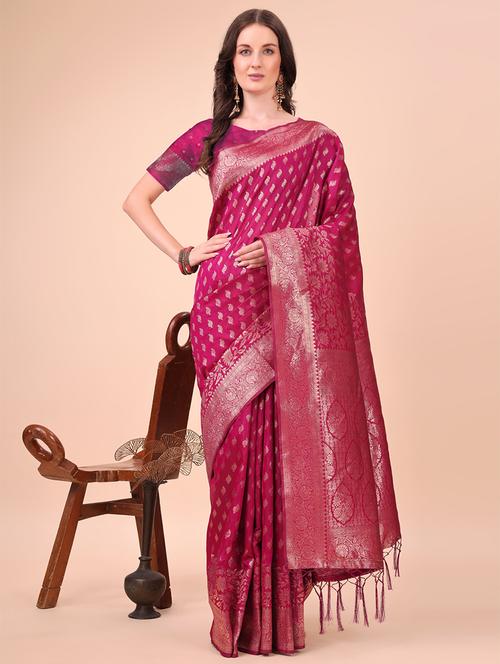 women self design banarasi saree with blouse - 21970137 - Very Small Image - 1