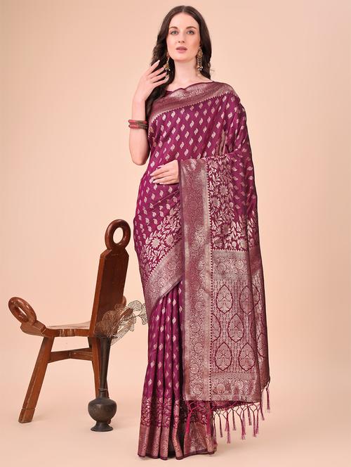women self design banarasi saree with blouse - 21970138 - Very Small Image - 1
