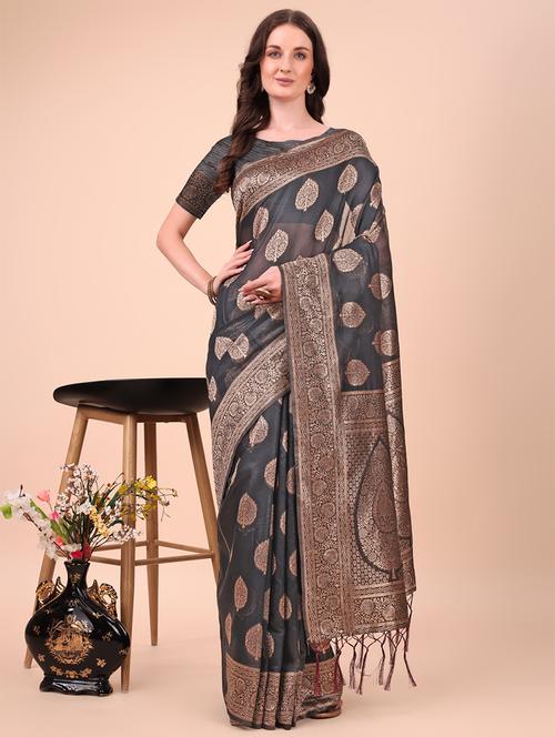 women self design bordered saree with blouse - 21970140 - Very Small Image - 1