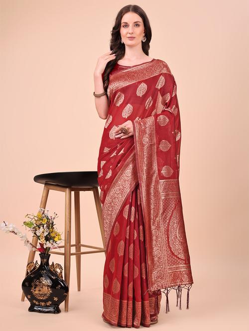 women self design bordered saree with blouse - 21970141 - Very Small Image - 1