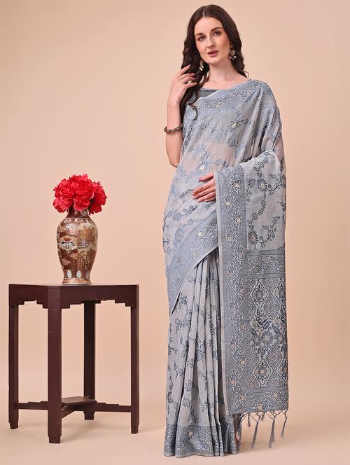 women self design bordered saree with blouse - 21970148 - Very Small Image - 1