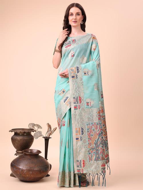 women self design bordered saree with blouse - 21970155 - Very Small Image - 1