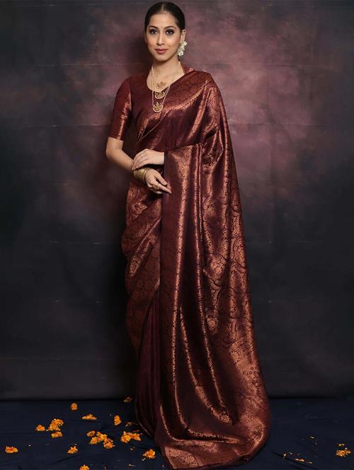 women self design banarasi saree with blouse - 21970875 - Very Small Image - 1