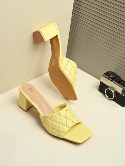 women yellow solid slip on block heel  - 21970885 - Very Small Image - 1