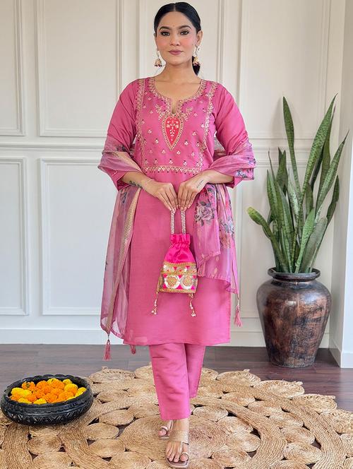 women three quarter sleeve kurta pant with dupatta set - 21971157 - Very Small Image - 1