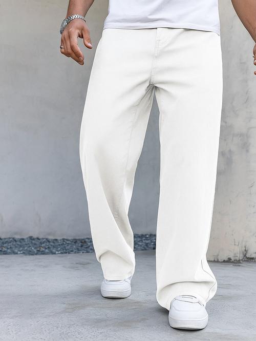 men plain mid rise full length baggy jeans - 21971234 - Very Small Image - 1