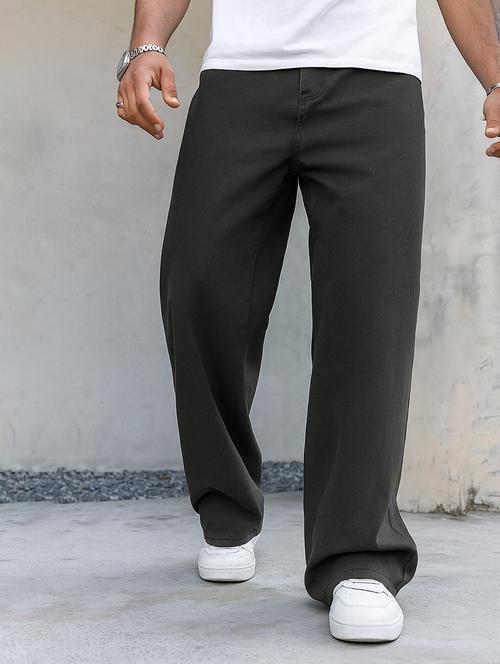 men plain mid rise full length baggy jeans - 21971236 - Very Small Image - 1