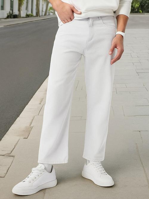 men plain mid rise full length straight fit jeans - 21971249 - Very Small Image - 1