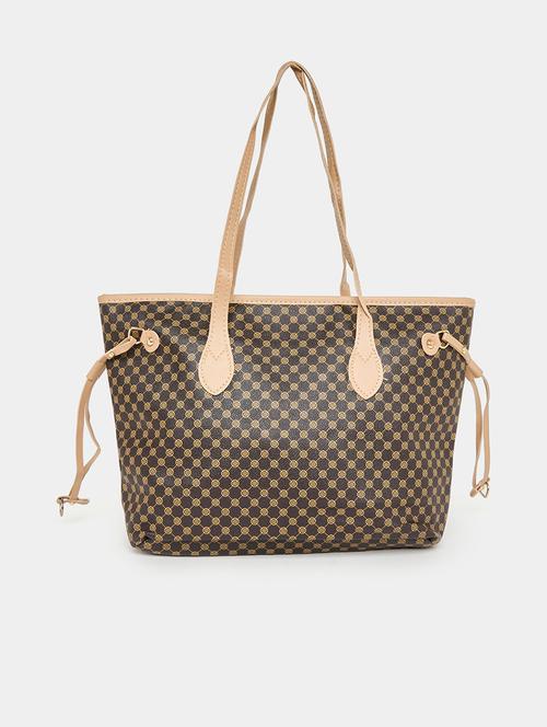 women brown printed tote bag  - 21971374 - Very Small Image - 1