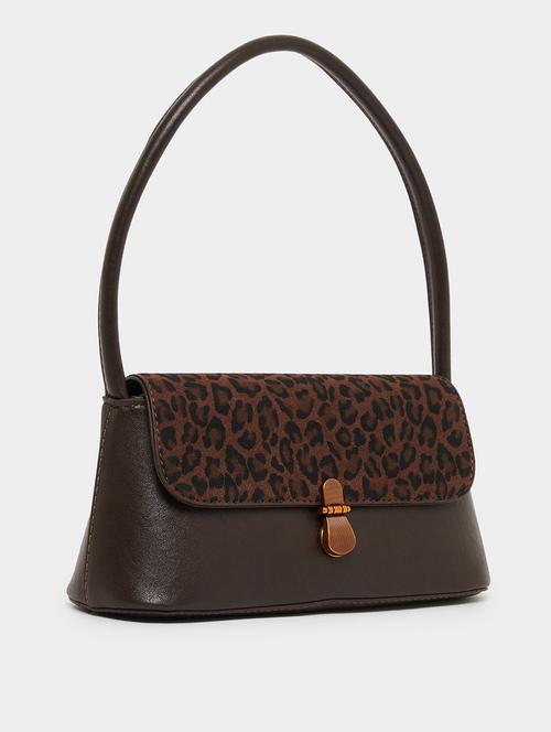 leopard print brown pu handbag with closure - 21971412 - Very Small Image - 1