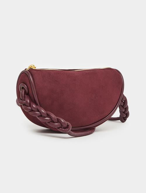 burgundy sling bag with braided handle - 21971413 - Very Small Image - 1
